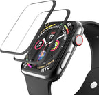 EWUONU [2 Pack Tempered Glass Screen Protector for Apple Watch 44mm SE 3/SE 2/ Series 6//5/4, 3D Full Coverage [Easy Installation Frame] Waterproof Bubble-Free HD Clear Film for iWatch 44mm by EWUONU