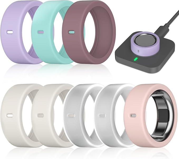 8 Pack Ring Cover Compatible with Oura Ring Gen 4/4 Ceramic, Oura Ring Gen 3 Horizon/Heritage, Support Charging with Cover on, Anti-Scratch Elastic Silicone Ring Protector for Men Women Working Out by ZOOROO