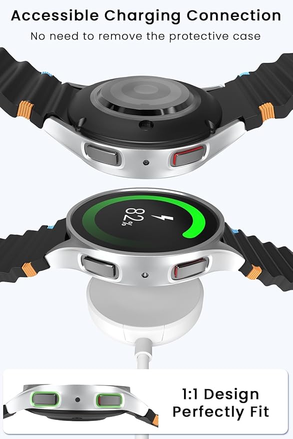 6+6 Pack Accessories Compatible with Samsung Galaxy Watch 7 Screen Protector Case 40mm + HD Ultra-thin Tempered Protective Film, Hard PC Bumper Waterproof Face Cover Set for Galaxy Watch 7 40mm Case Women/Men - Image 6