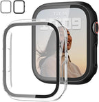 2 Pack Case with Tempered Glass Screen Protector for Apple Watch Series 3/2/1 38mm,JZK Slim Guard Bumper Full Coverage Hard PC Protective Cover HD Ultra-Thin Cover for iWatch 38mm,Black+Clear by JZK