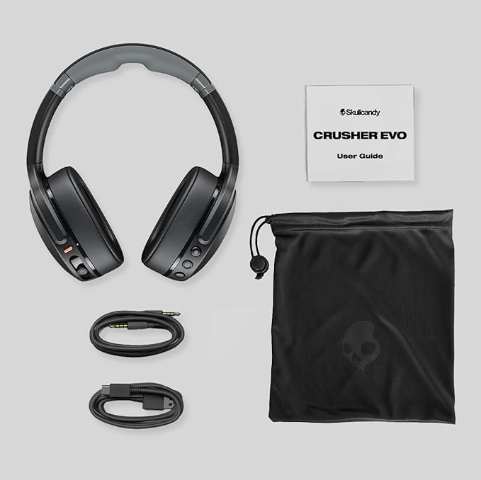 Skullcandy Crusher Evo Wireless Bluetooth Headphones with Multi-Sensory Bass, Noise Isolating Over-Ear Fit, Up to 40 Hours Battery, Microphone for iPhone Android - Chill Grey - Image 5