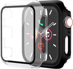2 Pack Case for Apple Watch Series 3/2/1 42mm, Built-in Screen Protector [Touch Sensitive] Slim Guard Bumper Full Coverage Hard PC Protective Cover for iWatch S3/S2/S1 42mm, Black+Clear by idudu