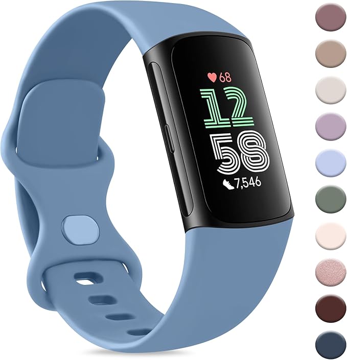 AK Sport Band Compatible with Fitbit Charge 6 Bands / Fitbit Charge 5 Bands Women Men, Classic Soft Replacement Straps Wristbands for Fitbit Charge 6 / 5 Advanced Fitness & Health Tracker (Senior by AK