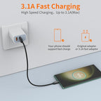 JXMOX Short USB C Cable (1ft 3-Pack), USB A to Type-C Charger Cord 3.1A Fast Charging Compatible with iPhone 15 16 Pro Max, Samsung Galaxy S22 S21 S20 S10 S9, Note 10, A80 A70 A50, Power Bank (Black) - Image 4