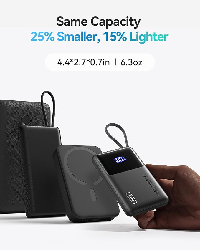 INIU 45W Power Bank, Slimmest 10000mAh Portable Charger with Built in USB-C Cable, Fast Charging USB C in&Out Battery Pack, Travel External Phone Charger for iPhone 17 16 15 Samsung S24 S23 Google etc - Image 3