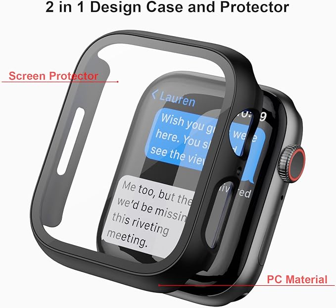 5 Pack Case with Tempered Glass Screen Protector for Apple Watch Series 9 8 7 45mm, PC Hard Ultra-Thin Slim Fit Scratch Resistant Bumper Protective Cover for iWatch S9 S8 S7 45mm Accessories - Image 2