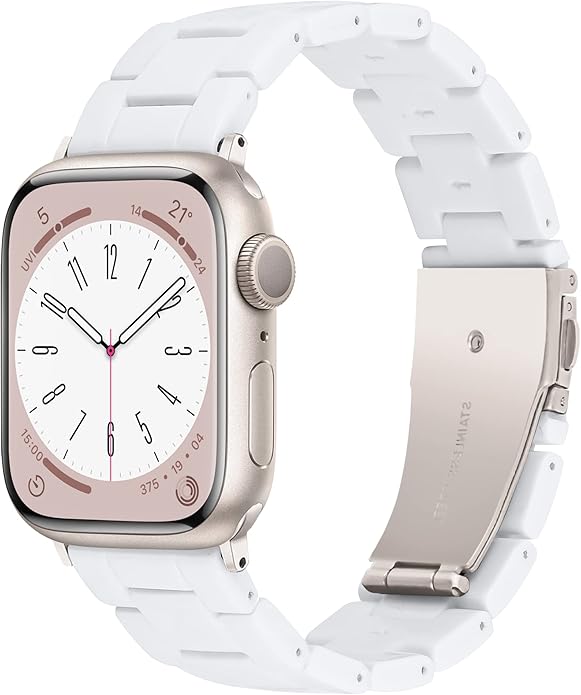 Lightweight Resin Band For Apple Watch Series 11 10 9 8 7 6 5 4 3 2 1 SE 3 2 Ultra 3 2, Fashion Adjustable Replacement Strap for iWatch Bands 38mm 40mm 41mm 42mm 44mm 45mm 46mm 49mm for Women Men by Pleixiu