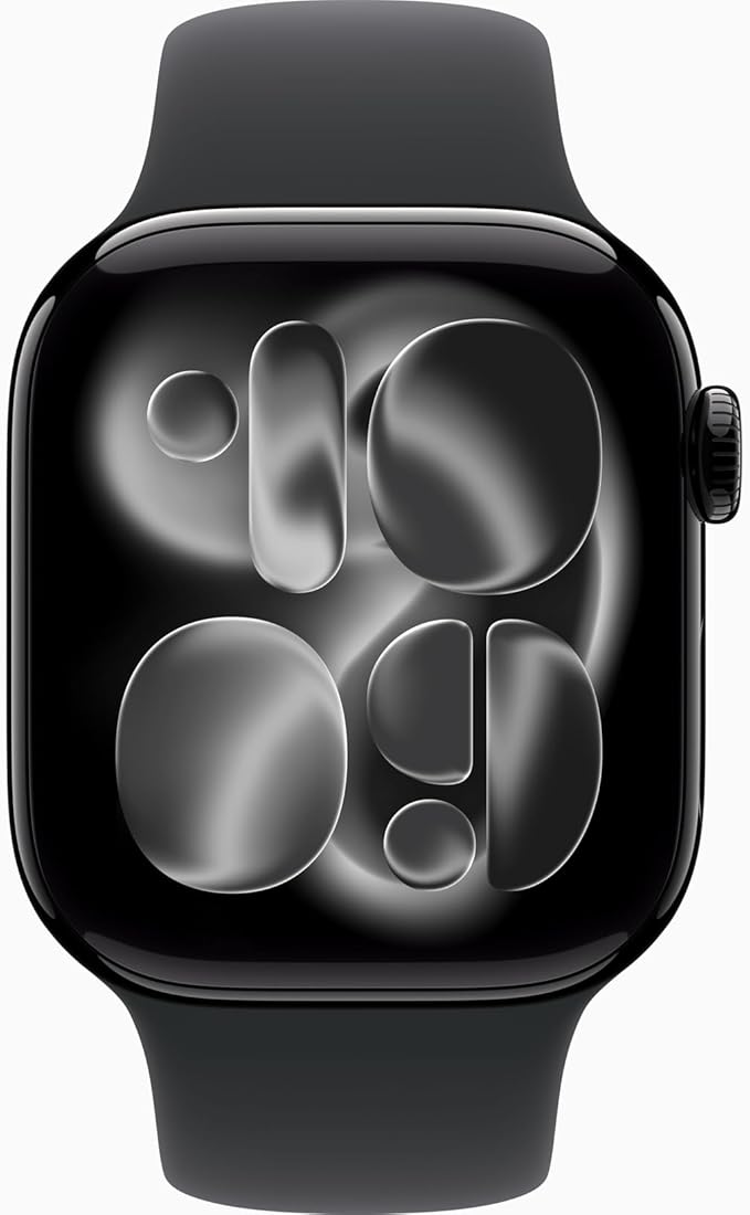 Apple Watch Series 11 [GPS + Cellular, 42mm] Jet Black Aluminum Case with Black Sport Band, S/M (Renewed) - Image 2