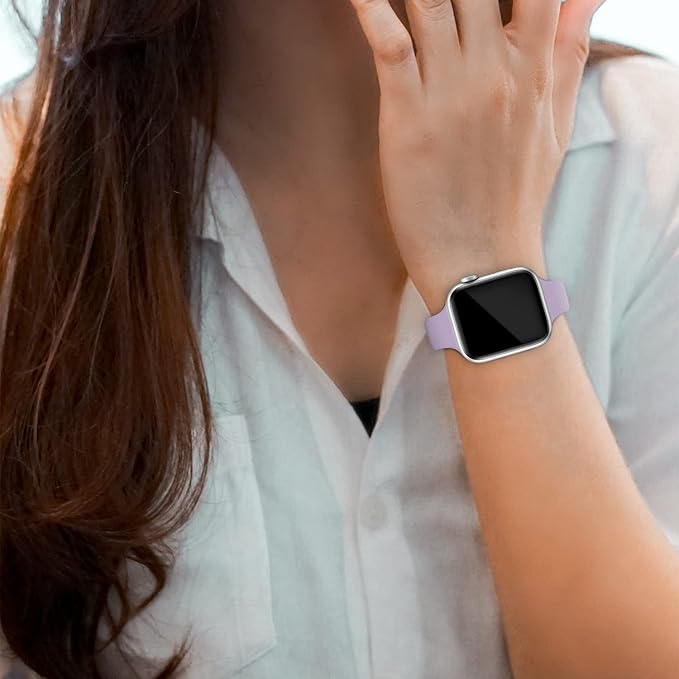 Thin Slim Band Compatible with Apple Watch 38mm 40mm 41mm 42mm 44mm 45mm 46mm 49mm, Replacement Silicone Sport Strap for iWatch Series 11/10/9/8/7/6/5/4/3/2/1 Ultra SE Women Men, Lavender - Image 7