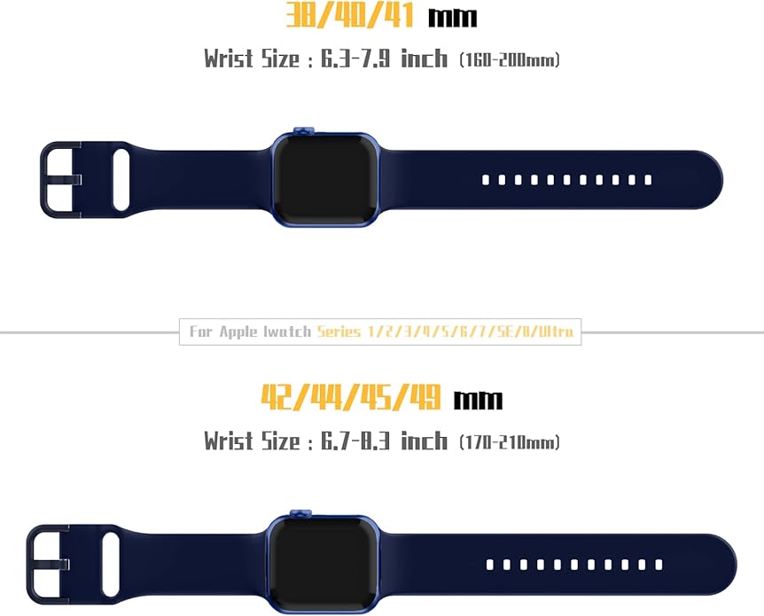 Sport Band Compatible with Apple Watch Bands 49mm 46mm 45mm 44mm 42mm 41mm 40mm 38mm, Soft Silicone Replacement Strap with Classic Clasp for iWatch Series 11 10 9 8 7 6 5 4 3 2 1 SE Ultra Women Men - Image 7