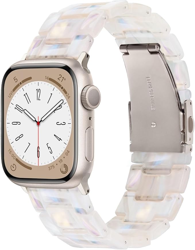 V-MORO Resin Bands Compatible with Apple Watch Series 11/10/9/8/7 Starlight Buckle Lightweight Fashion Ctue Watch Strap Compatible iwatch Series SE/6/5/4/3/2/1(Aurora,42mm/41mm/40mm/38mm) by V-MORO