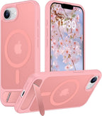 Temdan Magnetic Compatible with iPhone 16E Case, [Built-in Invisible Kickstand][Compatible with MagSafe][Military Grade Shockproof] Slim Translucent Matte Case for iPhone 16E 6.1" 2025 by Temdan