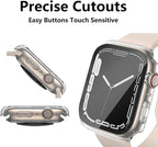 2 Pack Hard PC Case with Button for Apple Watch Series 11 10 46mm Tempered Glass Screen Protector Case, Full Coverage Matte Shell Shockproof Iwatch Bumper Cover (Titanium x2, 46mm) - Image 5