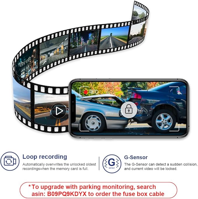 Fitcamx 2K Dual Dash Cam for 2020-2024 Toyota 4Runner TRD Sport Limited Pro Off-Road Venture SR5 Premium, OEM Style, Front 1440P Rear 1080P Video, WiFi&APP, Loop Recording, G-Sensor, 64GB Card - Image 6