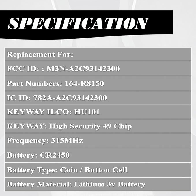 MechanMagic Key Fob Replacement Fits for Ford Edge Explorer 2018-2022 Fusion 2017-2021 Mustang Keyless Entry Remote Control M3N-A2C93142300 164-R8150 315MHz 4 Buttons - Image 5