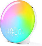 Wake Up Light Sunrise Alarm Clock for Bedroom, 17 Nightlights, Sound Machine with 5W Bluetooth Speaker, 25 Soothing Sounds, SleepTimer, Dual Alarms, FM Radio, Ideal Gift for Baby, Kids, Adults, Senior by JALL