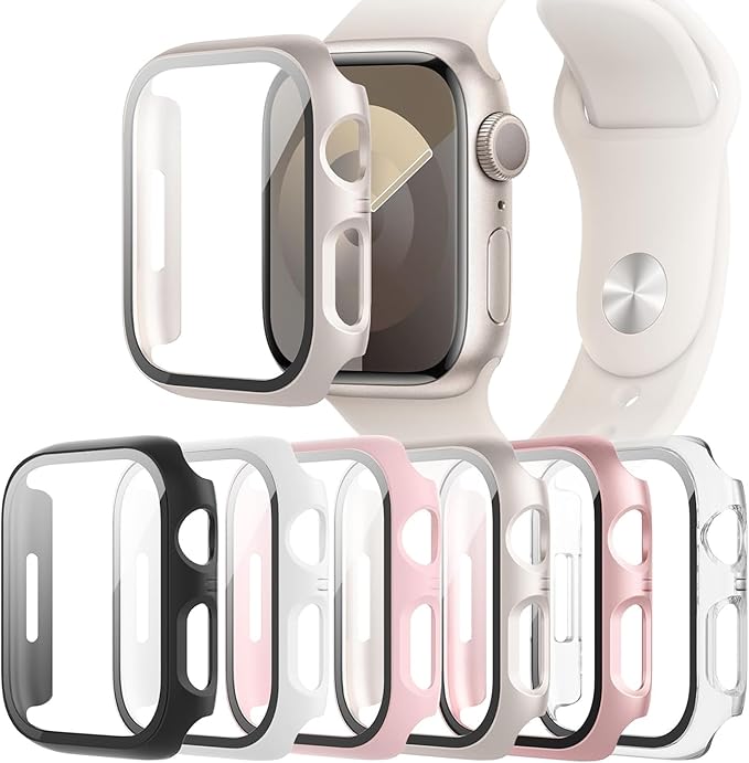 6-Pack Case Compatible with Apple Watch 44mm Series SE 3(2025)/SE 2/SE/6/5/4 with Tempered Glass Screen Protector, QCKANLJ Ultra-Thin Hard PC Full Protective Face Cover Bumper for iWatch 44 mm by QCKANLJ