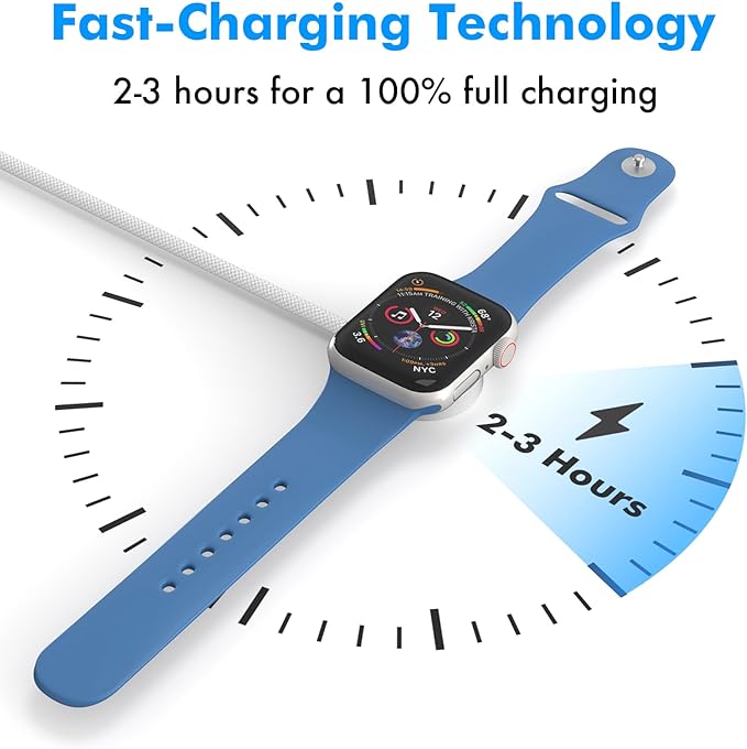 Magnetic Fast Charger for Apple Watch, Smart iWatch Charger, Compatible Apple Watch Chargers for Ultra 2/Ultra/Series 10/9/8/7/6/SE, USB C, Durable & Safe, 2-3 Hour Full Charge, Smart IC, 3FT, White - Image 3