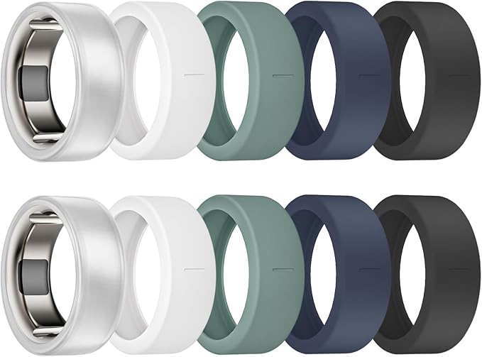 Ring Cover for Oura Ring Gen 4/ Gen 3, Anti-Scratch Elastic Silicone Oura Ring Case Protector for Men Women Working Out Gym (10Collors-7, S (6/7/8/9/10)) by sylacor