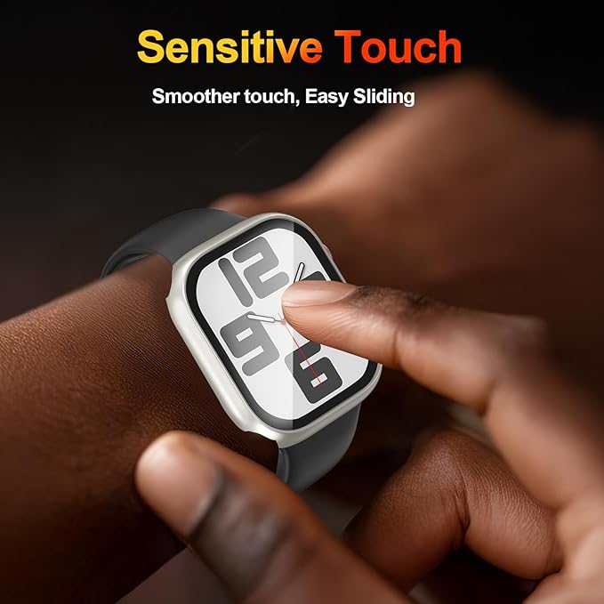 [2 Pack Hard PC Case for Apple Watch 45mm Series 7/8/9 With HD Tempered Glass Overall Protective Lightweight Bumper 2 in 1 Cover Compatible iWatch Accessories - Image 3