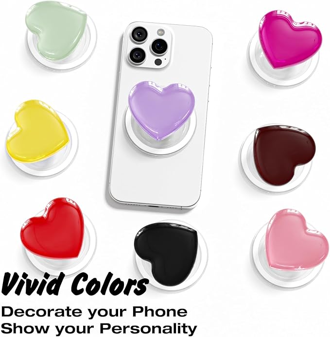 Svanove Heart Magnetic Phone Grip Compatible with Magsafe Phone Grip Holder, Cute Collapsible Glass Grips Stand Kickstand for iPhone Samsung, 3D Crystal Pretty Glitter Love Mag Safe Holder, Yellow - Image 3