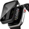 2 Pack Privacy Case for Apple Watch Screen Protector, Anti-Spy Tempered Glass Film Apple Watch Cover Hard PC Case Bumper for iWatch Series 3/2/1 - Black/Black 38mm by KUYUBMINYR