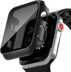 2 Pack Privacy Case for Apple Watch Screen Protector, Anti-Spy Tempered Glass Film Apple Watch Cover Hard PC Case Bumper for iWatch Series 3/2/1 - Black/Black 42mm by KUYUBMINYR