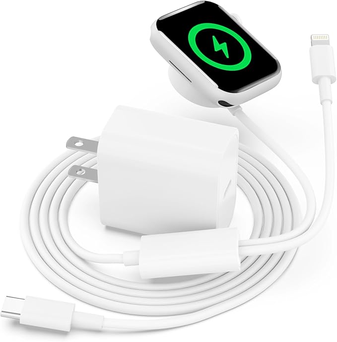 Upgraded【MFi Certified】 Apple Watch Charger Fast Charging Magnetic iWatch Charger with 6FT USB-C to Lightning Cable & 20W USB C Charger Block for iWatch Series Ultra/9/8/7/6/5 & iPhone 14/13/12/11 by TNDAJI