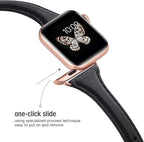 WFEAGL Leather Bands Compatible with Apple Watch 38mm 40mm 42mm 44mm, Top Grain Leather Band Slim & Thin Replacement Wristband for iWatch Series 4/3/2/1 (Black/Rose Gold, 42mm 44mm) - Image 4