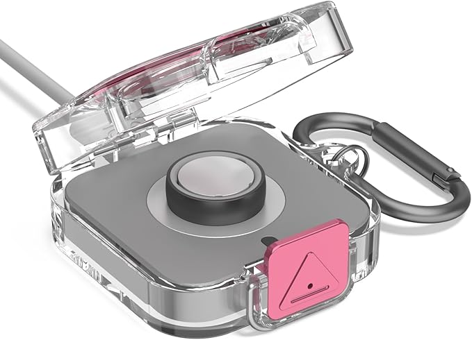 Secure Lock Plastic Case Cover Compatible with Oura Ring Gen 4 Charger,Portable Protective Case for Oura Ring Gen 4 Charger with Carabiner, Only Protective Case (Pink) by Unknown