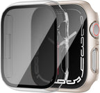 2 Pack for Apple Watch Series 9 Series 8 7 Privacy Screen Protector Case 45mm, Unti-Spy Glass Protector Hard PC Cover Bumper for iWatch 9 8 7 45mm Accessories, Starlight/Clear by Cuteey