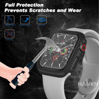 2 Pack Hard PC Case for Apple Watch Series 7 8 9 45mm Tempered Glass Screen Protector Case, Full Coverage Shockproof Ultra-thin Iwatch Bumper Cover (Matte Black, 45mm) - Image 3