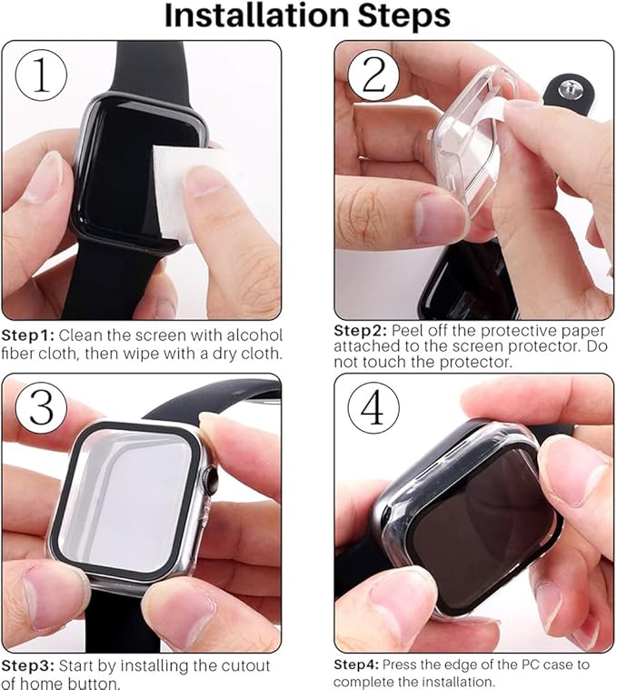 2 Pack Hard PC Case with Button for Apple Watch Series 4 5 6 SE 44mm Tempered Glass Screen Protector Case, Full Coverage Shockproof Matte Iwatch Bumper Cover (Red+Red, 44mm) - Image 7