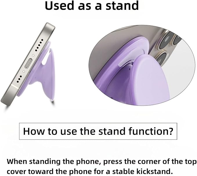 Grippopso for Magsafe Phone Grip, Magnetic Phone Grip Holder, Magnetic Collapsible Expandible Mobile Phone Grips Stand Holder for iPhone 17 16 15 14 13 12 Series, Transparent Purple - Image 4