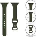 Thin Slim Band Compatible with Apple Watch 38mm 40mm 41mm 42mm 44mm 45mm 46mm 49mm, Replacement Silicone Sport Strap for iWatch Series 11/10/9/8/7/6/5/4/3/2/1 Ultra SE Women Men, Army Green - Image 3