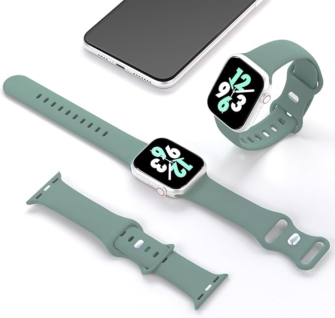 Sport Band Compatible with Apple Watch 38mm 40mm 41mm 42mm 44mm 45mm 46mm 49mm, Replacement Soft Silicone Strap Wristbands for iWatch Series 11/10/9/8/7/6/5/4/3/2/1 Ultra SE Women Men, Cactus - Image 2