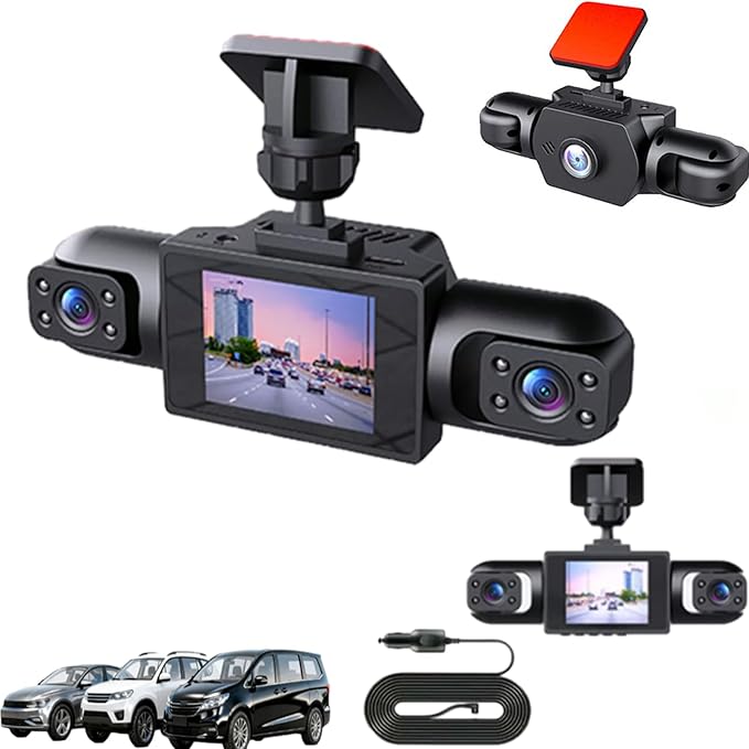 Wireless Full View Car Dashcam System, Mini HD Night Vision Dash Cam, 360° Full View Car Dashcam System-4 Channel Dash Cam for Cars Front/Rear/Left/Right (Normal Version（Front + Left + Right）) by Unknown