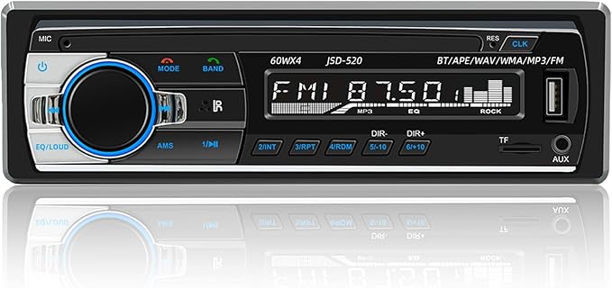 JSD-520 Car Stereo Audio Single Din Bluetooth Handsfree FM Radio Receiver USB Charging/MP3/AUX/TF, No CD Player by Auroky