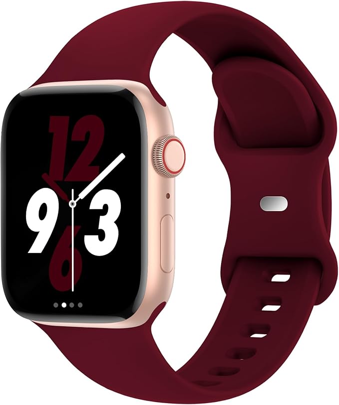 Sport Band Compatible with Apple Watch 38mm 40mm 41mm 42mm 44mm 45mm 46mm 49mm, Replacement Soft Silicone Strap Wristbands for iWatch Series 11/10/9/8/7/6/5/4/3/2/1 Ultra SE Women Men, Wine Red by Acrbiutu