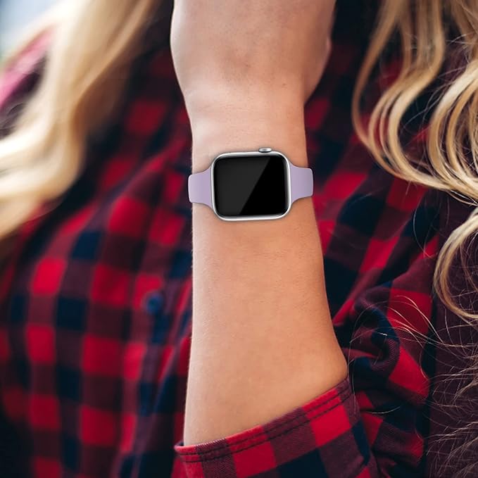 Thin Slim Band Compatible with Apple Watch 38mm 40mm 41mm 42mm 44mm 45mm 46mm 49mm, Replacement Silicone Sport Strap for iWatch Series 11/10/9/8/7/6/5/4/3/2/1 Ultra SE Women Men, Lavender - Image 6