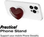 Svanove Heart Adhesive Phone Grip Holder, Cute Collapsible Glass Stick Phone Grip Stand Expanding Kickstand for iPhone Samsung, 3D Crystal Pretty Bling Glitter Love Sticky Grips, Burgundy Maroon - Image 6