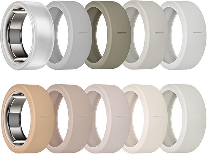 10 Pack Ring Cover Compatible with Oura Ring Gen 4/Ceramic, Oura Ring Gen 3, Anti-Scratch Elastic Silicone Oura Ring Protector Case for Men Women Working Out Gym (10Collors-4, S (6/7/8/9/10)) by sylacor