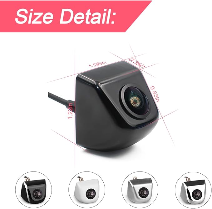 Backup Camera for Car, Waterproof Rear View Camera with Moveable Guideline, HD 960x720 Image Super Night Vision Car Backup Camera, 4 Layer Glass Lens 155 Degree Wide View Angle (Chrome) - Image 2