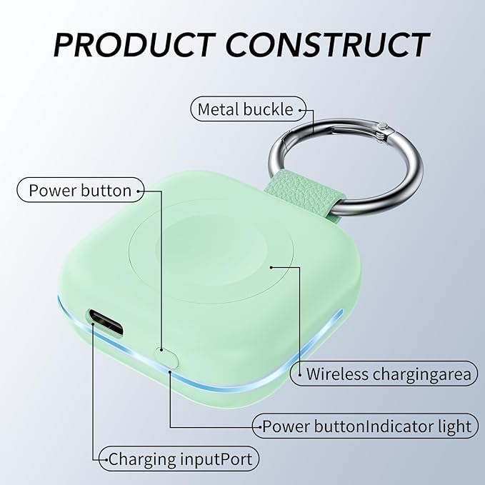 HUOTO for Portable Apple Watch Charger, Mini Purse Keychain 1200mAh iWatch Charger Power Bank Wireless Battery Pack Travel Smart Watch Chargers for Apple Watch Series 11 10 9 8 7 6 5 4 3 2 SE Ultra 2 - Image 3