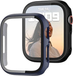 2 Pack Case with Tempered Glass Screen Protector for Apple Watch SE3(2025) SE2 Series 6/5/4/SE 40mm,JZK Slim Bumper Full Coverage Hard PC Protective Case HD Ultra-Thin Cover for iWatch 40mm,Black+Blue by JZK