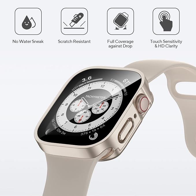 4 Pack Compatible with Apple Watch Waterproof Case 42mm Series 10 with Tempered Glass Screen Protector, 2 in 1 Full Coverage Bumper Protective Cover for iWatch Accessories 42 mm - Image 3
