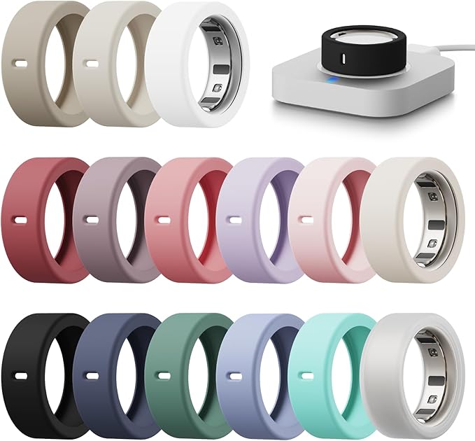 15 Pack Cover Compatible with Oura Ring Gen 4/4 Ceramic/Gen 3 Horizon/Gen 3 Heritage Case, Anti-Scratch Silicone Protector for Women Men Working Out Gym, Support Charging with Cover on by Hexasider