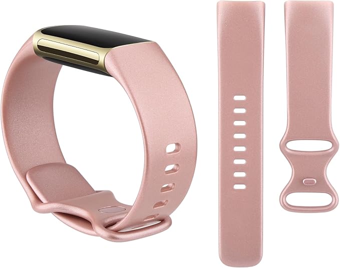 AK Sport Band Compatible with Fitbit Charge 6/5, Classic Soft Replacement Straps for Women/Men (Rose Gold, Small) - Image 4