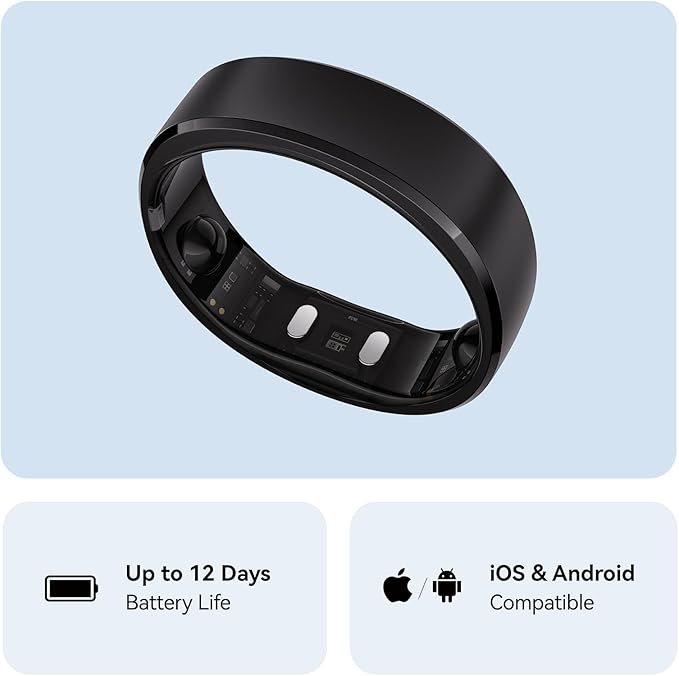 RingConn Gen 2, World’s First Smart Ring with Sleep Apnea Monitoring, No APP Subscription, 12-Day Battery Life, Stress/Heart Rate/Women's Health Tracker, Android & iOS Compatible (Black, Size 7) - Image 7