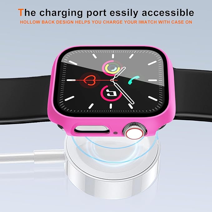 Hard Case for Apple Watch Series 9 Series 7 8 45mm [Full Protection], Built-in Screen Protector [Touch Sensitive] Slim Bumper Cover for iWatch S9/S8/S7 Accessories 45mm, Rose Red - Image 4
